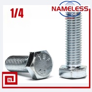 (10PCS) GALVANIZED HEXAGONAL CAPSCREW ENGLISH SIZE 1/4 G.I BOLT G.I CAPSCREW