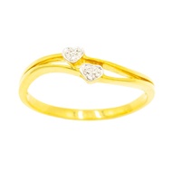 Happy Jewelry แหวนเพชรของแท้ แหวนหัวใจคู่น่ารัก ทองแท้ 9k 37.5% ME787