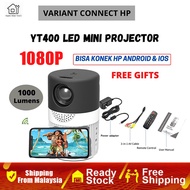 【Shipping From Malaysia】YT400 Mini Projector Home Theater 1080P WiFi Portable Media Player Portable 