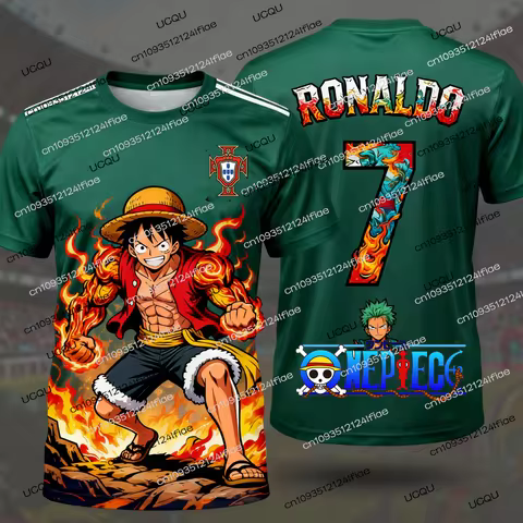 2026 New Arrival One Piece Luffy Special Edition Ronaldo No. 7 Jersey T-Shirt Portugal Men's/Kids Fo