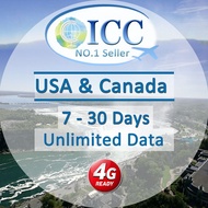 ◆ ICC◆【USA/Canada Sim Card·30 Days】USA · Canada Card + Unlimited Data