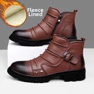 Winter Leather Men Shoes Zip