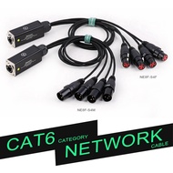 TECHCHIP- 4 Channel 3Pin DMX512 XLR Male/Female to RJ45 Female Ethernet Extender for Live Stage Soun