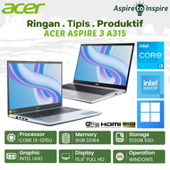 LAPTOP ACER ASPIRE SLIM A315-59-39S9 Intel i3-1215U, Ram 8Gb, Ssd 512Gb, Intel UHD, 15.6" Fhd, Silver