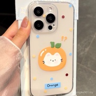 Orange Head Little White Cat Transparent Suitable for iPhone Phone Case Suitable for iPhone 16 Pro M