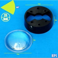 HPL Lens + Case Bracket Holder 23mm LED Convex Lens 60 Angle Focus