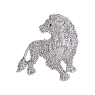 Roaring King Lion Austrian Crystal Brooch