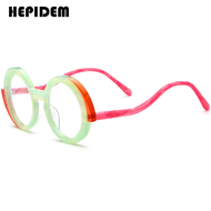 HEPIDEM Acetate Gọng kính phụ nữ quá khổ gọng lớn kính tròn nữ thời trang thương hiệu nổi tiếng thiế