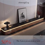 Wood Solid TV Console Cabinet Rock Board TV Console With Ambient Light TV Cabinet Long Strip Platfor