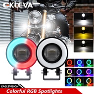 EKLEVA เลนส์ Index Bifocal SD3ไฟสปอร์ตไลท์แอลอีดีมอเตอร์ไซด์สีคู่6000K/3000K สว่างมาก60W ไฟตัดหมอกสำ