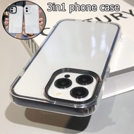3 in 1 Soft Phone Case for iPhone 11 Pro 6 7 8 Plus 12 13 14 15 Pro Max X XR XS Max SE 20 Clear Case