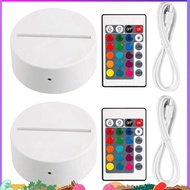2 Pack 3D Night LED Light Lamp Base + Remote Control + USB Cable, 16 Colors Light Show Display Stand