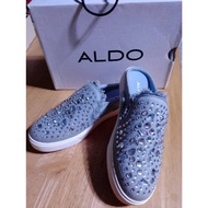 Aldo Women's Slip-On Shoes Sneakers Decorated With Clear Gems Without Closing The Heel