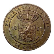 Koleksi Uang Koin Mini Benggol 1/2 Cent Neth Indie Thn 1857 High Grade