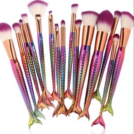 Kabuki Mermaid Brushes 15 pcs Set Makeup Berus Mekap