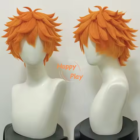 Synthetic Hair Shoyo Hinata Cosplay Wig Short Orange Fluffy Anime Cosplay Wigs Heat Resistant Wig