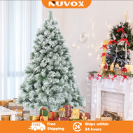 NUVOX 4/5/6/7/8ft Snow Flocked Artificial Christmas Tree Premium Hinged Pine Tree With Metal Stand For Xmas