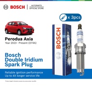 Bosch Double Iridium Spark Plug for Perodua Axia 1.0 D74A (2023 - Present) 3 Pc Set VR8SII33X