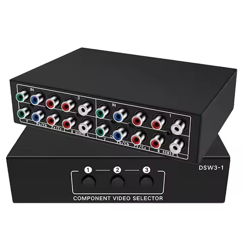 RGB Component Switch 3 in 1 out AV Video Switch Selector 3x1 Box 5 RCA YPbPr AV Switcher Plug & Play