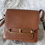 🌈Hermes🧡Mini Roulis 19🧡金棕金扣🌟98.5新🌟evercolor皮🌟