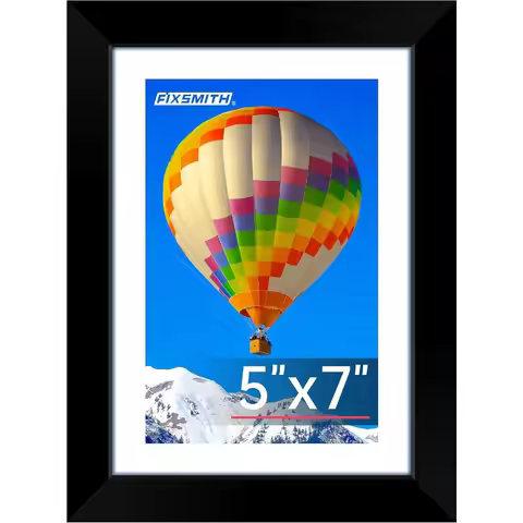 Black 5x7 Picture Frame, HD Plexiglass, Display 4x6 with Mat or 5x7 Without, Multi-Picture Collage, 