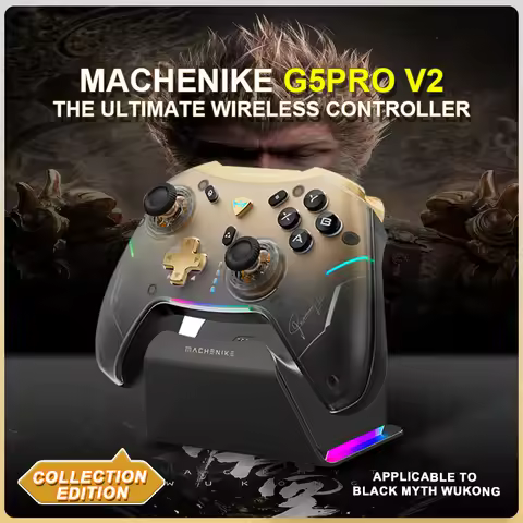 Machenike Gamepads G5 Pro V2 Controller Three-Mode Game Collection Edition Hot Swap Hall Rocker Blue
