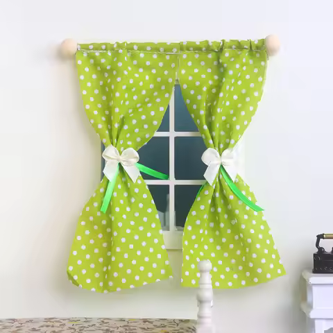 [JN] 1/12 Dollhouse Sweet Floral Curtains Model Simulation Furniture Decoration Dolls House Living S