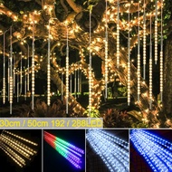 christmas decoration Outdoor LED Meteor Shower Light Falling Rain Drop Fairy String Light Waterproof for Hari Raya Garden Holiday Decorations