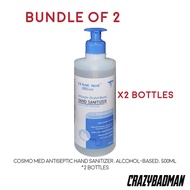 Cosmo Med Antiseptic Hand Sanitizer, Alcohol-based, 500ml [Single Bottle / Bundle of 2]