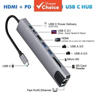 USB C Hub Type C to HDMI 8-in-1 Converter Port 4K 60Hz for MacBook/iPad/Laptop/Mobile Phone  USB C H