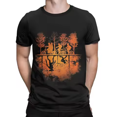 Fun Short Sleeved Men's Stranger Hawkins Party Tour T-shirt Street Clothing Casual Street Style Summ