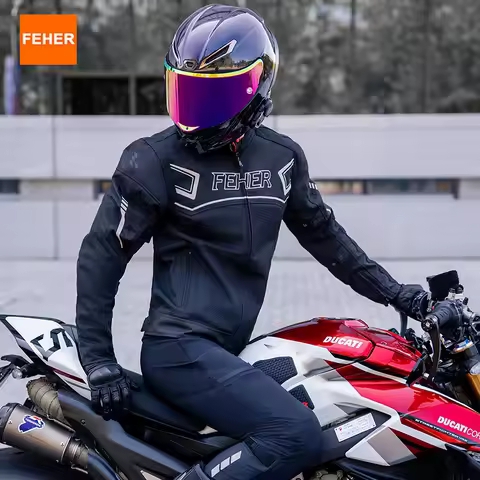 FEHER Men's Motorcycle Jacket XJ-232A Summer Ventilated Breathable Riding Jacket with Removable Prot