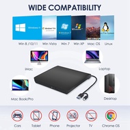 External CD DVD +/-RW Drive USB 3.0 & USB-C Portable CD & DVD ROM Burner Player Reader Writer Rewrit
