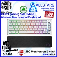 Cooler Master CK721 Blue Switch Clicky 65% Hybrid Wireless Mechanical Keyboard White (CK-721-SKTL1-U