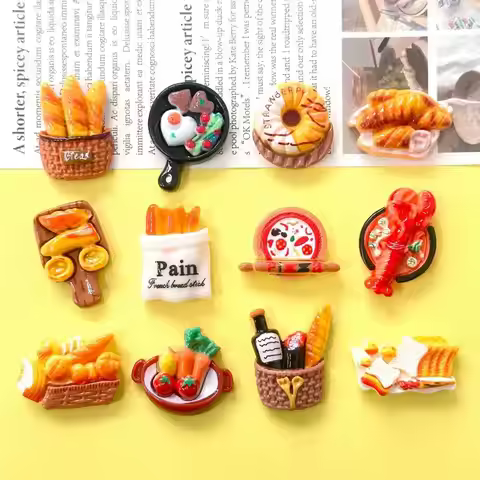 6Pcs/12pcs Miniature Resin Food Refrigerator Magnets Home Decor Magnets Food Magnets Decor Magnets