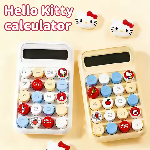 Genuine Sanrio Hello Kitty Kawaii Calculator Cute Cartoon Printed Portable Electronic Calculator for