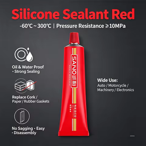 SANVO Gasket Sealant Automotive Engine Sealant Adhesive High Temperature RED RTV Silicone Gasket Mak