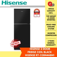 Hisense 320L 2-Door Inverter Fridge – Black RT-328N4ABN1