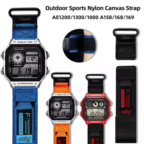 For Casio 3299 AE-1200WH AE1300 Watch Strap Modify AE1200 Breathable nylon Outdoor Watchband Metal R