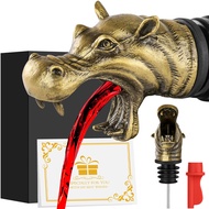Metal Hippo Head 2-In-1 Wine Bottle Pourer Stopper Champagne Saver Bar Accessory