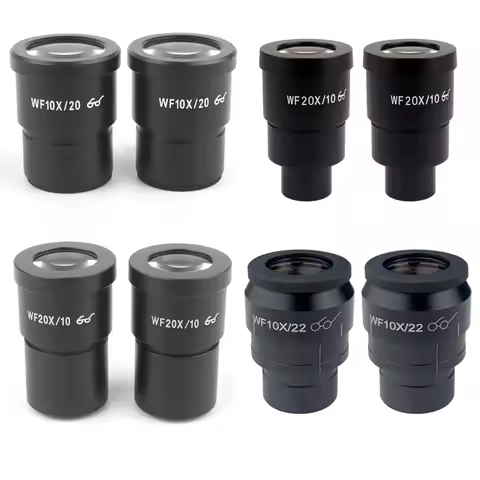 One Pair WF10X WF15X WF20X WF25X WF30X Eyepiece For Stereo Microscope Wide Field 20mm 15mm 10mm 9mm 