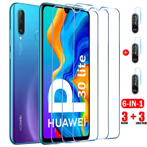 6in1 Screen Protector For Huawei P30 P50 P40 Lite P20 Pro Clear Protective Tempered Glass For Huawei