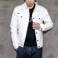 【Ready Stock】jaket jeans lelaki bomber jacket men White denim Male spring autumn Korean version of the trendy brand versatile new workmanship large male