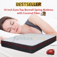 Furniture Living Bonnell Spring Euro-Top Mattress 10inch (FREE Pillow)