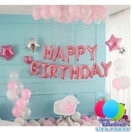 Jasa Dekorasi Foil Simple Happy Birthday Pink Cake Ulang Tahun Non Cod