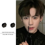 Hip-hop Personality Magnetic Ear Clip Black Magnetic No Pierced Earrings for Men and Women Magnetic 
