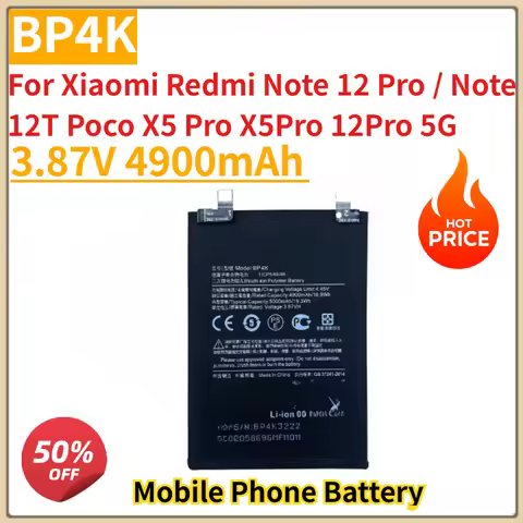 3.87V 4900mAh Battery BP4K For Xiaomi Redmi Note 12 Pro Note 12T Poco X5 Pro X5Pro 12Pro 5G Mobile P