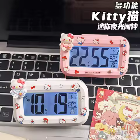 Cute Hello Kitty Mini Student Alarm Clock Timer Multi Functional Portable Dormitory Desktop Compact 