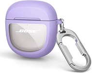 SURITCH Case for Bose QuietComfort Earbuds II 2022/QuietComfort Ultra 2023, Shockproof Protective Cover for Bose QC ii 2 Charging Case Accessories with Carabiner, Purple
