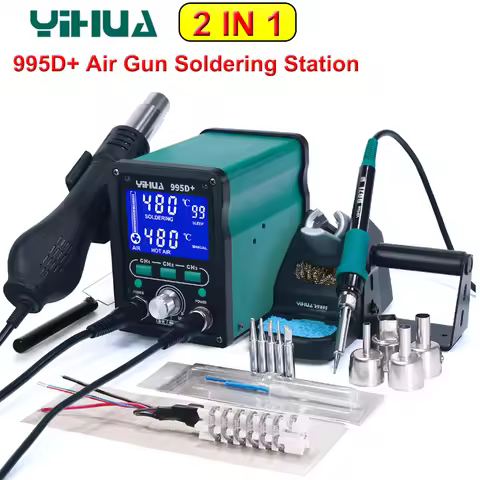 YIHUA 995D+ Hot Air Gun Soldering Station LCD Digital Display Soldering Station 500W Brushless Hot A